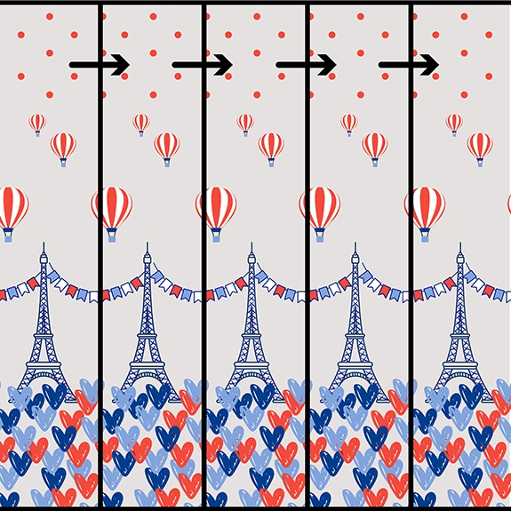 Horizontal repeat only, Seamless horizontal pattern on  french design textileaddict